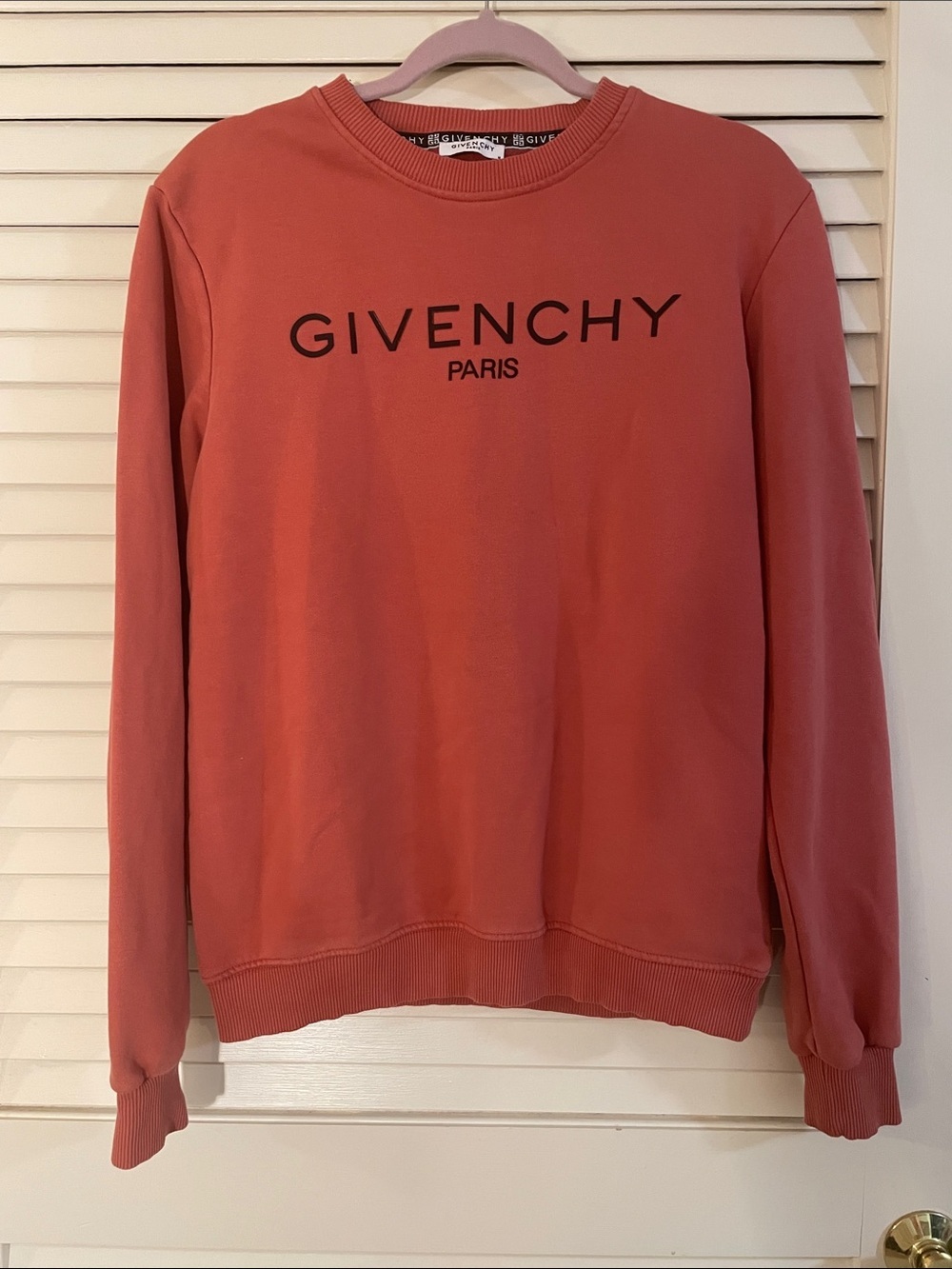 Givenchy Paris Coral Logo Crew Sweatshirt